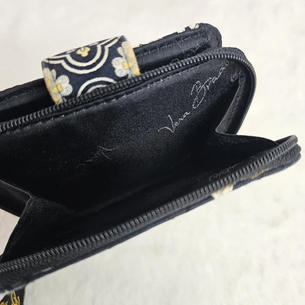 Vera Bradley black Yellow and White Floral Bird Purse with Matching Wallet - Picture 13 of 15